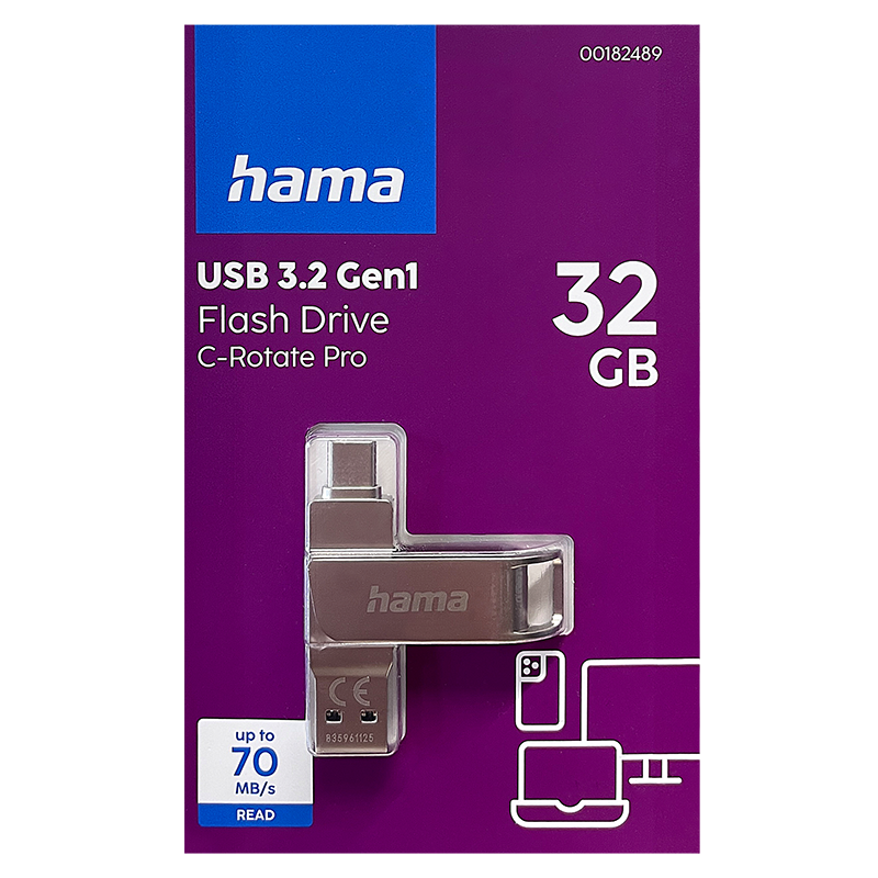 Hama USB flash disk C Rotate Pro USB C 3 1 32 GB 70 MB s 01